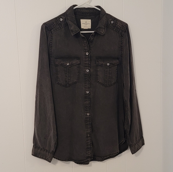 American Eagle Outfitters Black Button Down Shirt - Picture 9 of 9